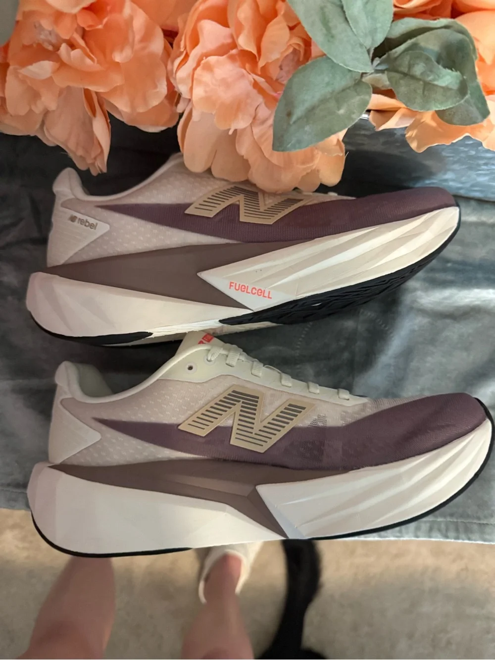 New Balance Women's Cream and Mauve FuelCell Rebel v5